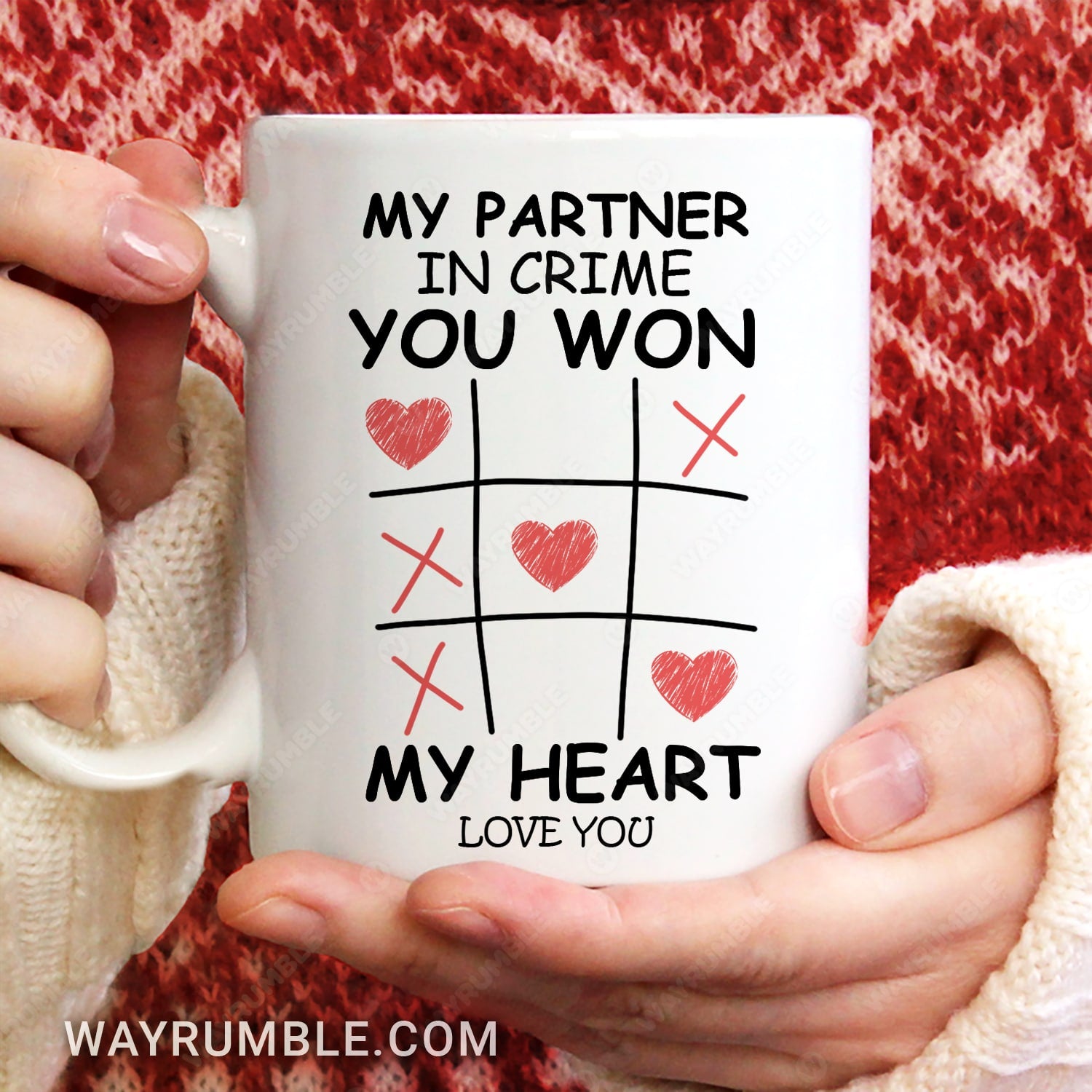 Tic tac toe, You won my heart - Couple White Mug