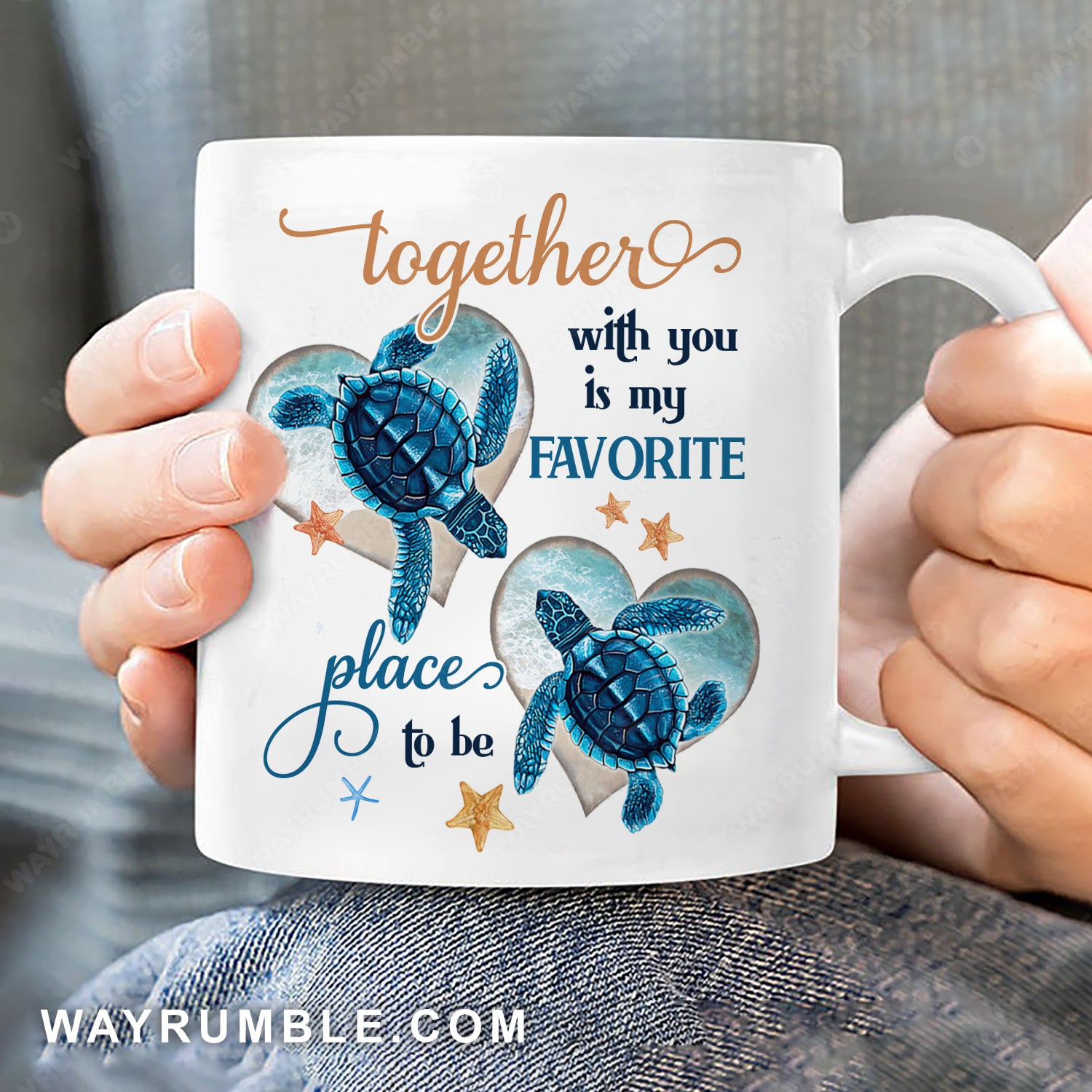 Sea Turtle, Together with you is my favorite place to be - Couple White Mug 