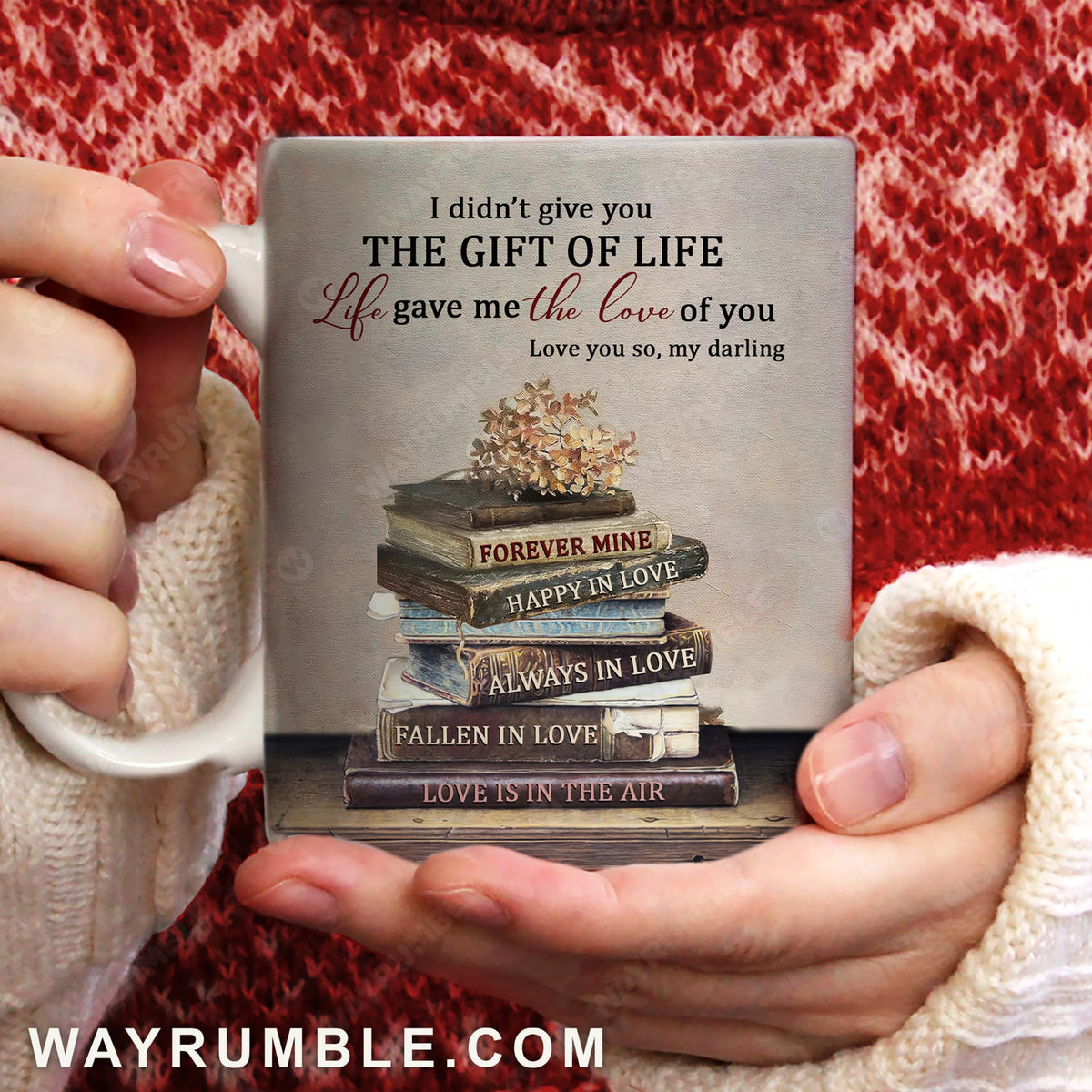 Antique book, Flower painting, Book lover, Life gave me the love of you - Couple AOP Mug