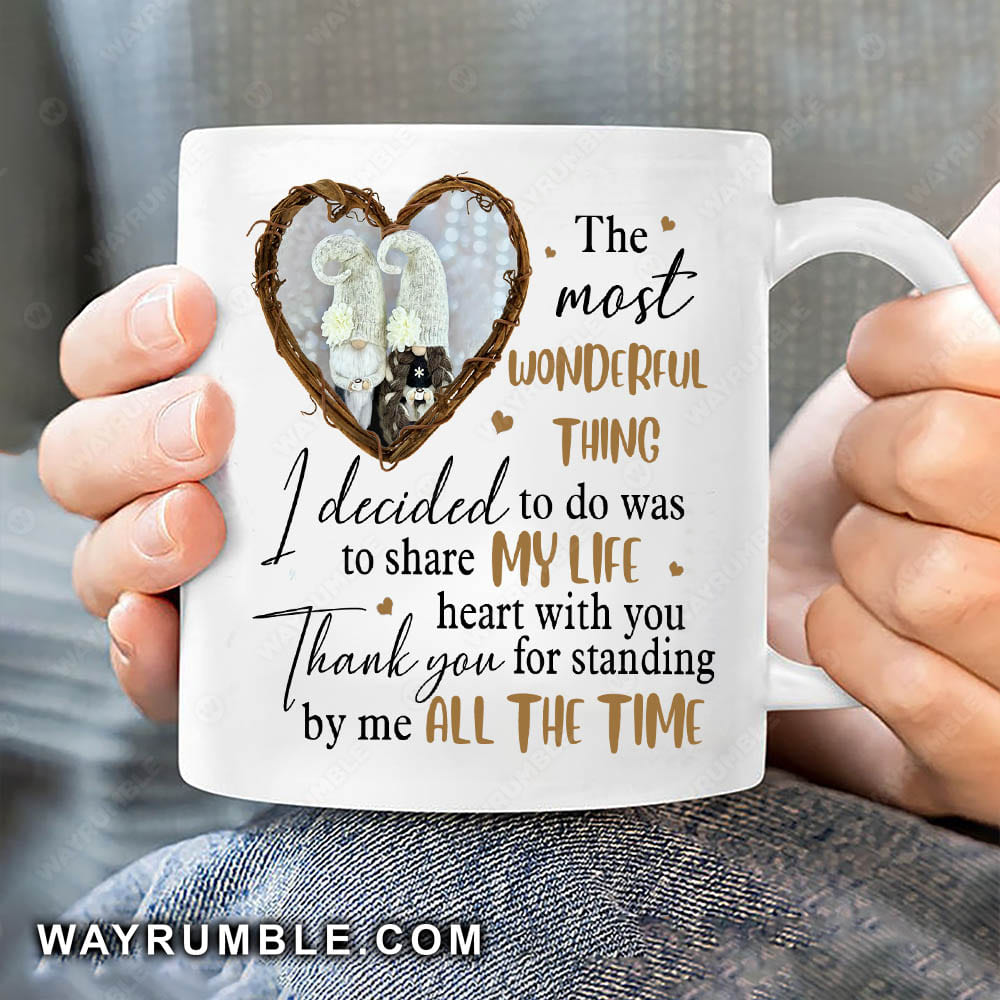 Gnome couple, The wedding, Thank you for standing by me - Couple White Mug