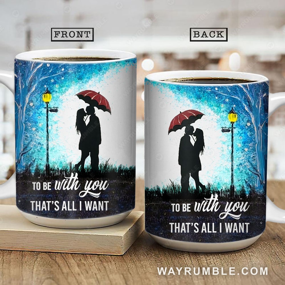 Couple silhouette, Under the night sky, To be with you, That's all I want - Couple AOP Mug 