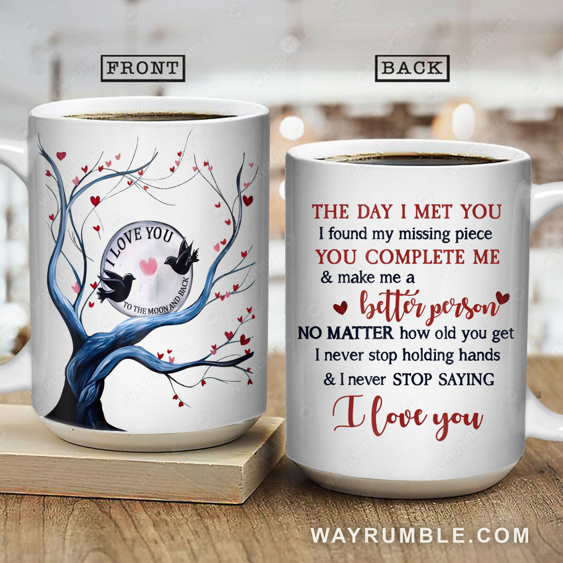 Tree of love, Bird couple, You complete me - Couple White Mug