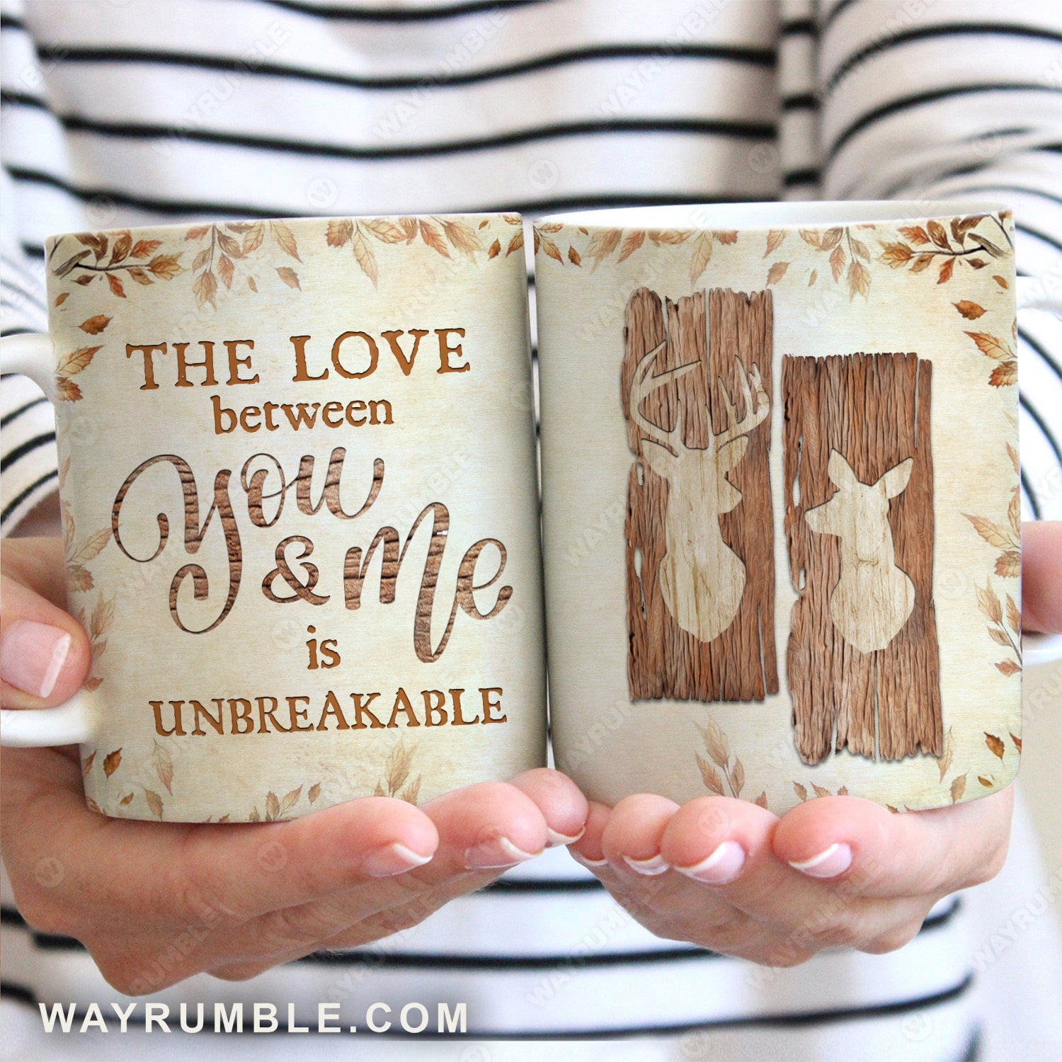 Vintage, Deer couple, The love between you & me is unbreakable - Couple AOP Mug
