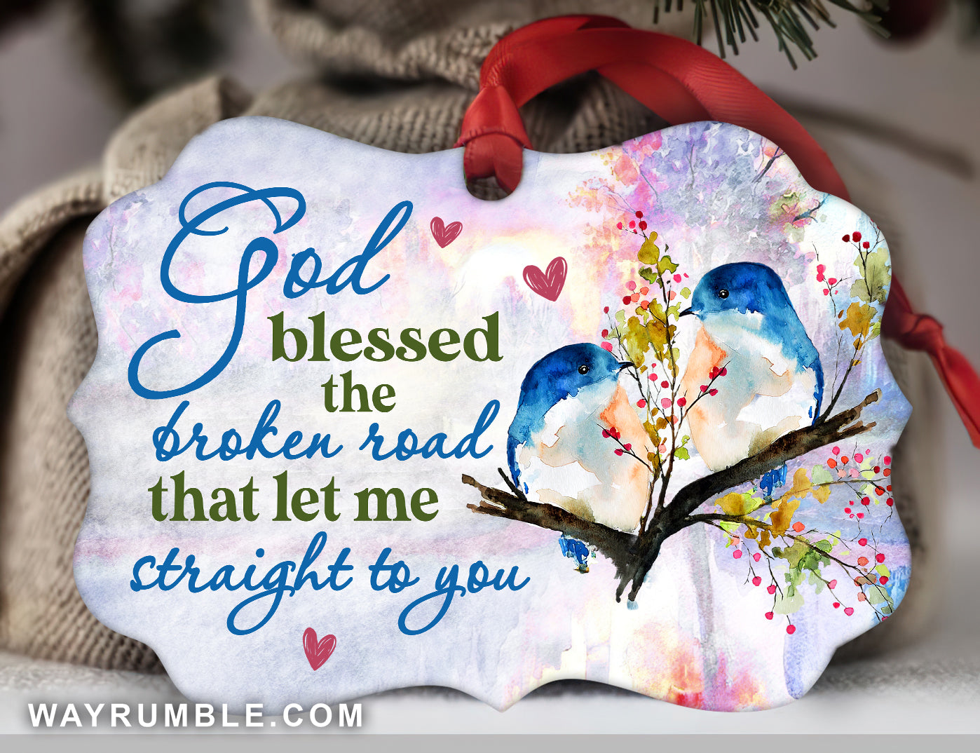 God bless the broken road that led me straight to you - Bird painting Aluminum Ornament