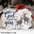 Cute deer drawing, Winter forest, White snow, God gave me you - Couple Aluminum Ornament