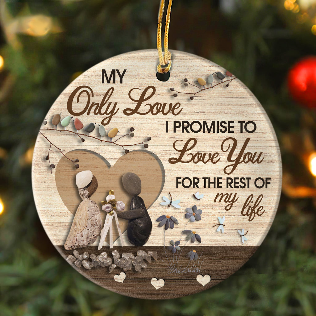 Couple - I promise to love you for the rest of my life - Circle Ceramic Ornament