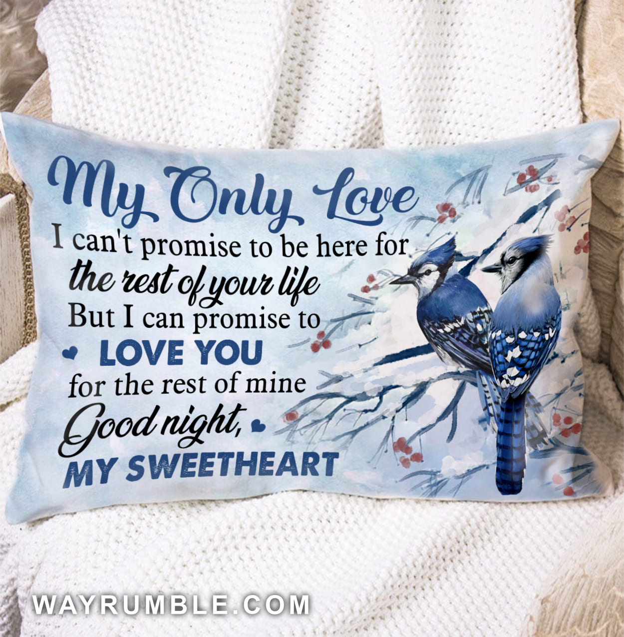 Couple - Blue Jay - I promise to love you for the rest of my life - Pillow