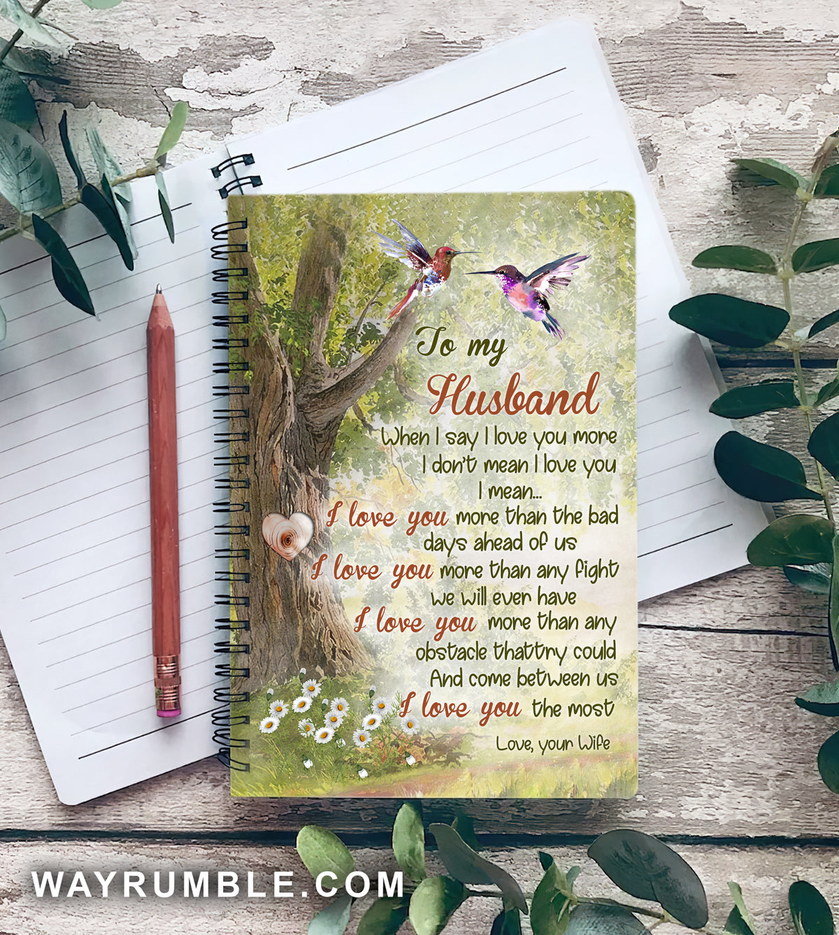 To my husband, Forest painting, I love you the most - Couple Spiral Journal
