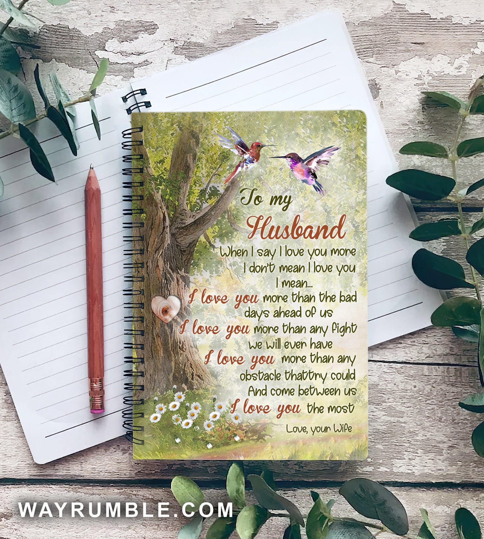 To my husband, Forest painting, I love you the most - Couple Spiral Journal