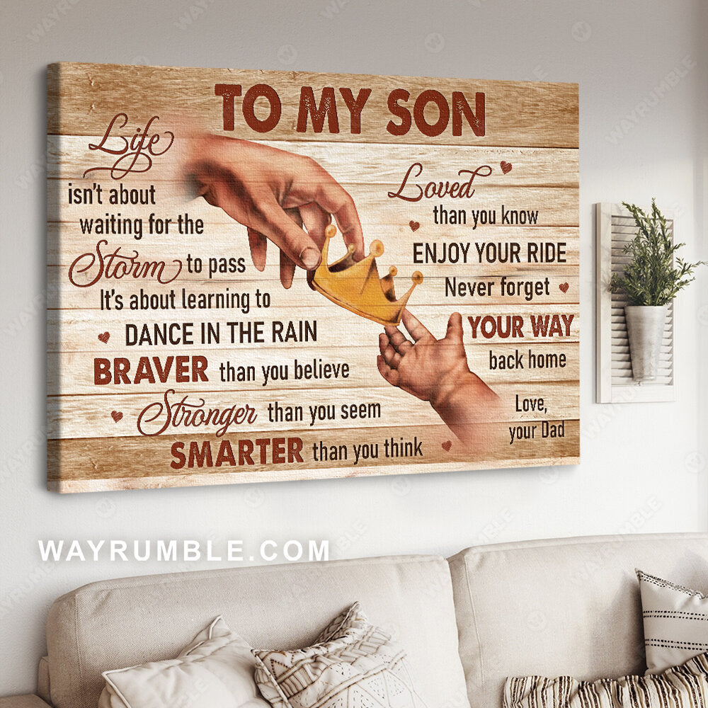 Dad to son, Golden crown, Take my hand, Never forget your way back home - Family Landscape Canvas Prints, Wall Art