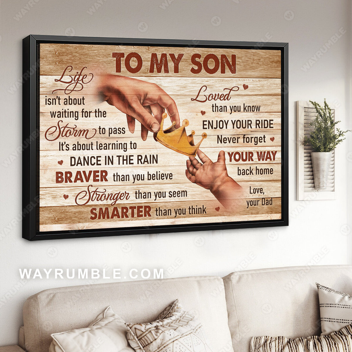 Dad to son, Golden crown, Take my hand, Never forget your way back home - Family Landscape Canvas Prints, Wall Art