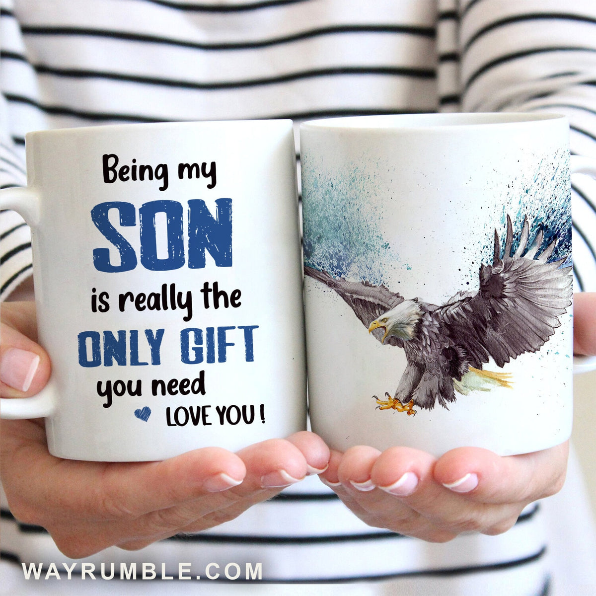 Dad to son, Eagle painting, Gift for son, Being my son is really the only gift you need - Family White Mug