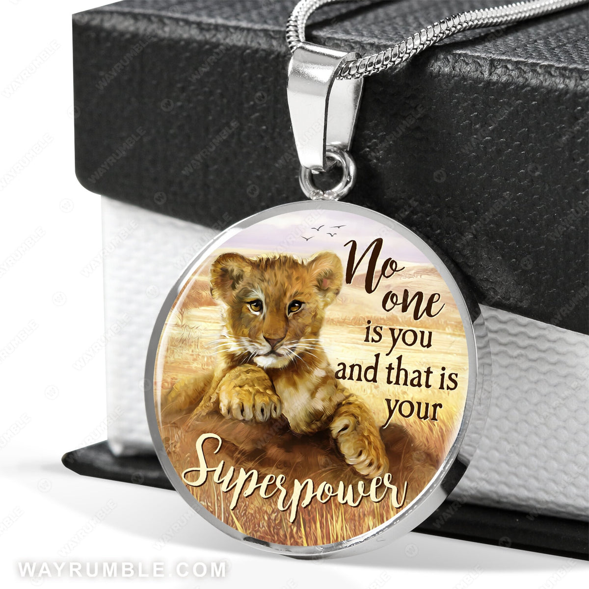 Dad to son, Baby lion drawing, Meadow land, No one is you and that is your - Family Circle Necklace