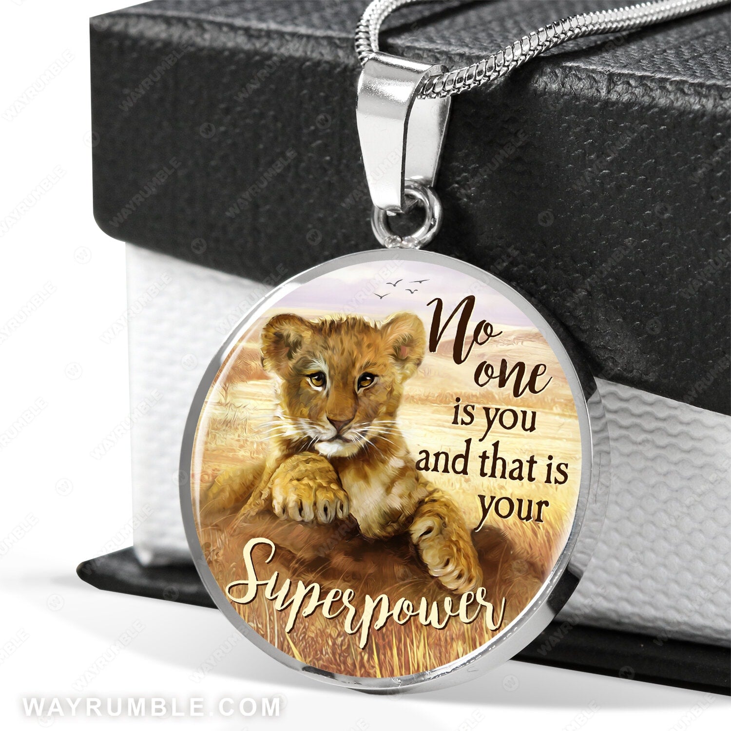 Dad to son, Baby lion drawing, Meadow land, No one is you and that is your - Family Circle Necklace