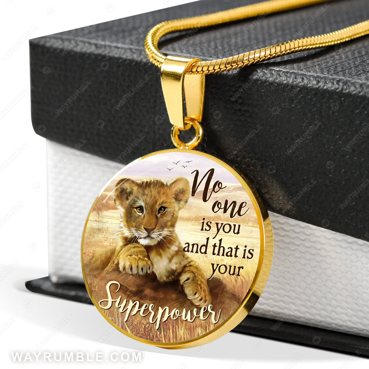 Dad to son, Baby lion drawing, Meadow land, No one is you and that is your - Family Circle Necklace