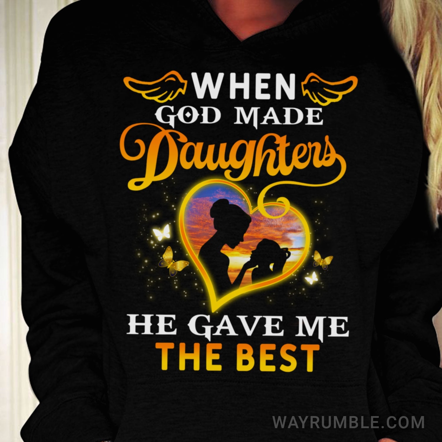 Mom and daughter silhouette, Sunset, When God made daughters, He gave me the best - Family Black Apparel