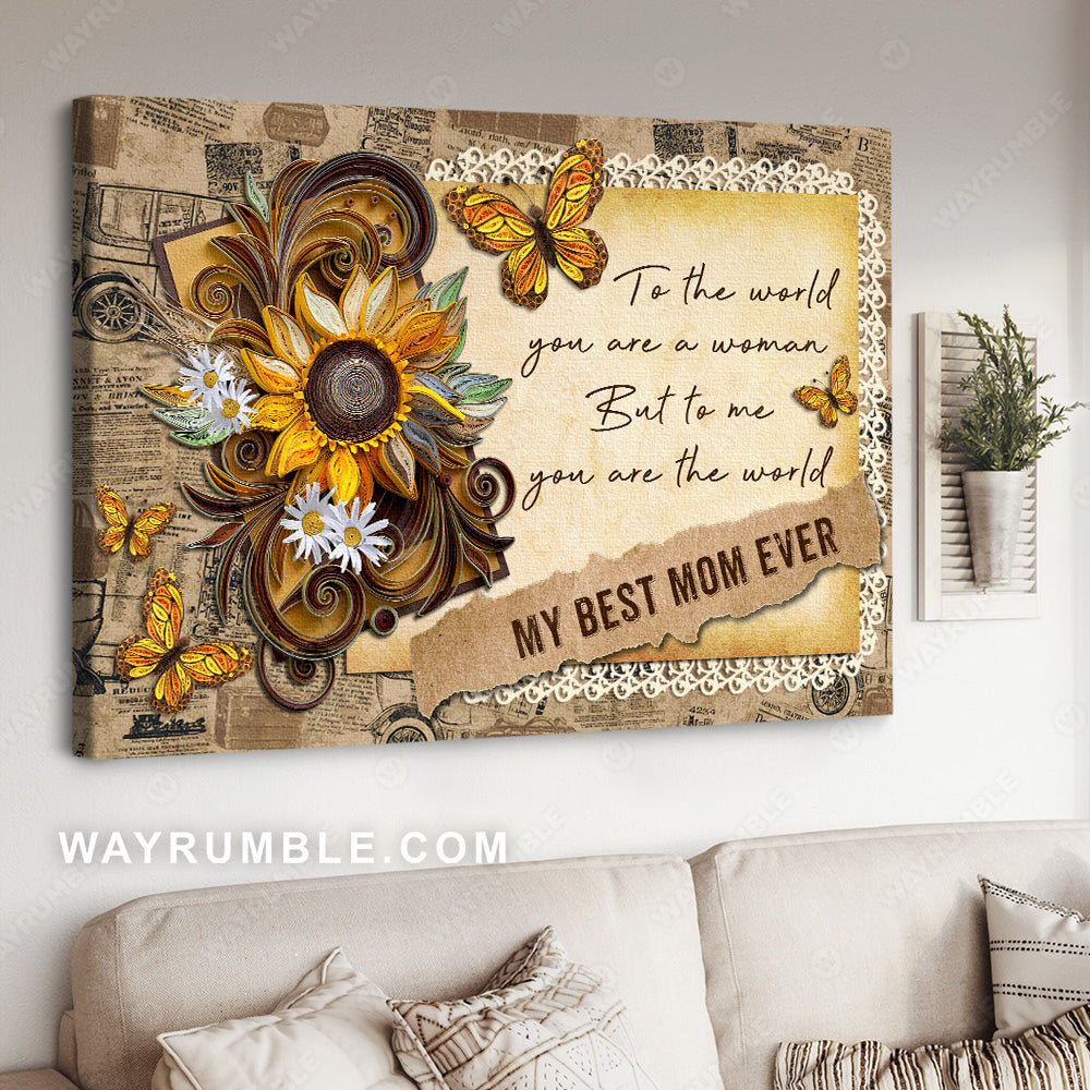 Daughter to mom, Beautiful letter, Pretty butterfly, MY best mom ever - Family Landscape Canvas Prints, Wall Art