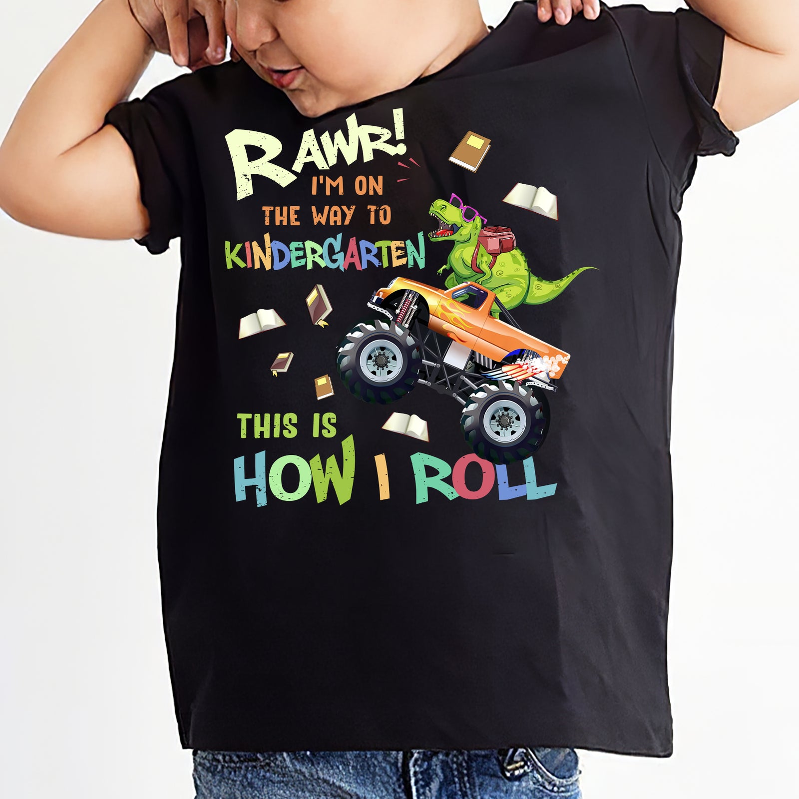 Dinosaur - Back to school - RAWR I'm on my way to kindergarten - Kid Apparel
