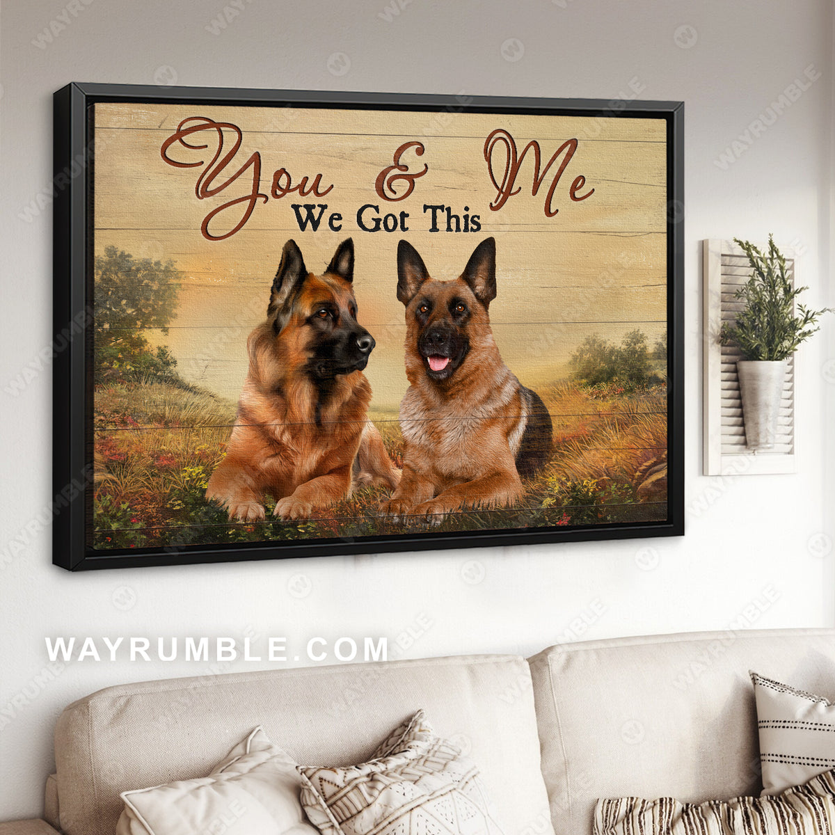 German shepherd dogs, Meadow land, Countryside painting, You and me, We got this - Dog Landscape Canvas Prints, Wall Art