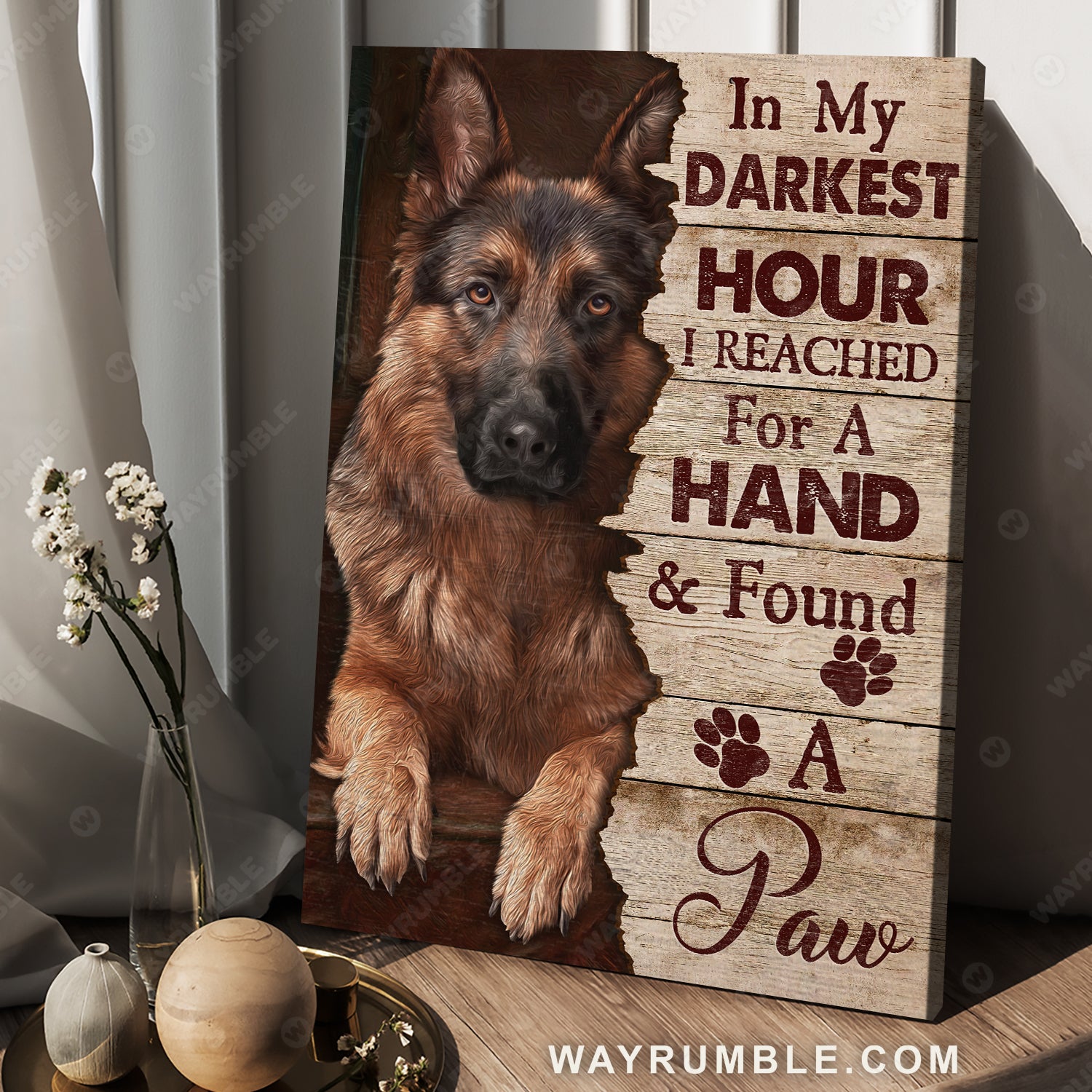 German shepherd dog drawing, Gift for dog lover, In my darkest hour - Dog Portrait Canvas Prints, Wall Art