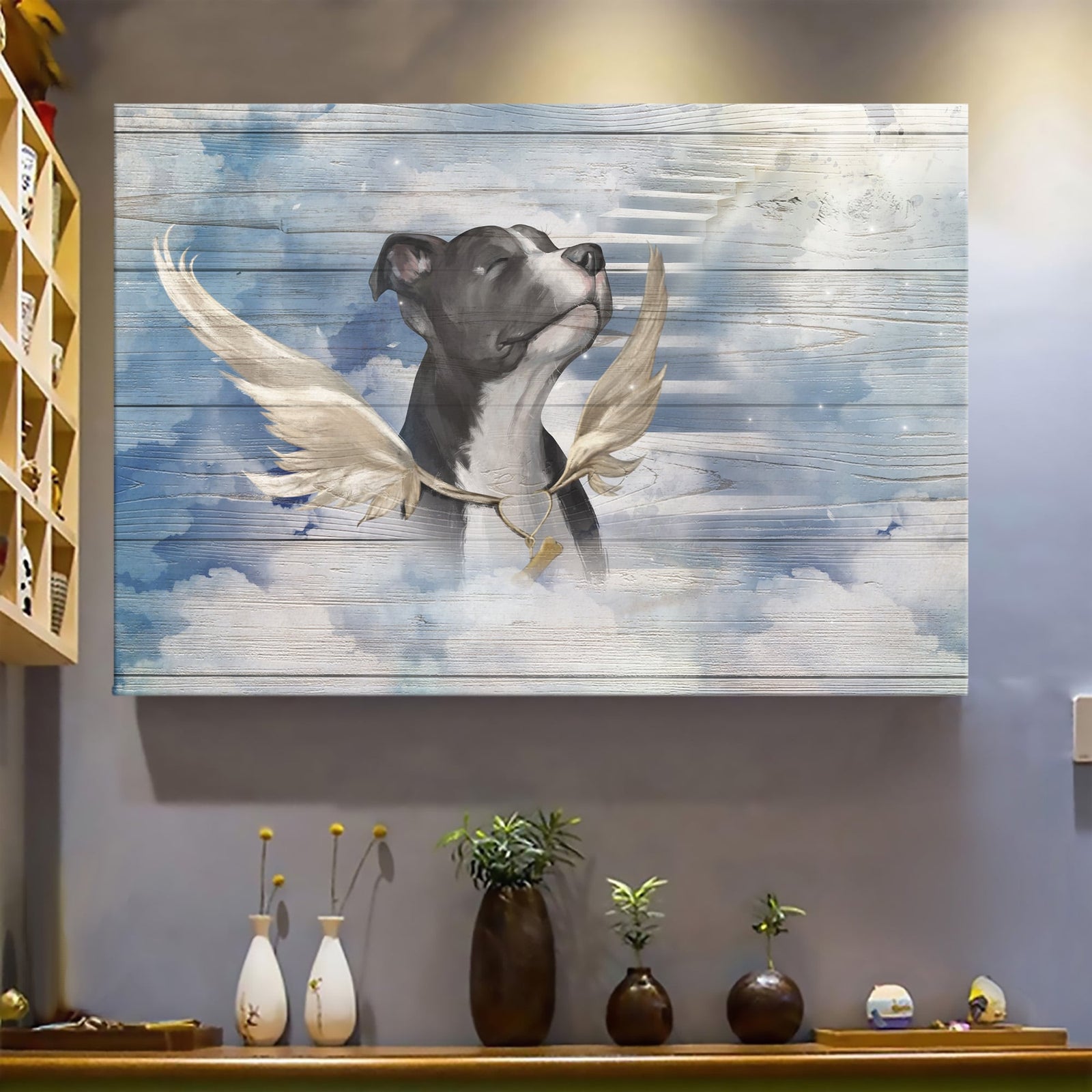 Pit bull, My best friend, My angel, Stairway to Heaven - Dog Landscape Canvas Prints, Wall Art