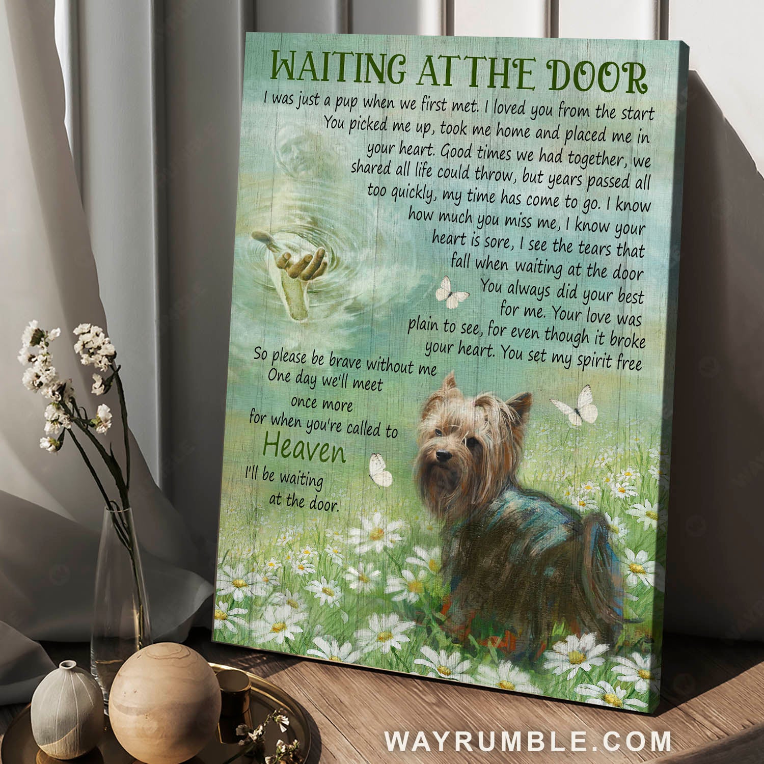 Yorkshire Terrier, Jesus Christ, Daisy field, Waiting at the door - Dog Portrait Canvas Prints, Wall Art