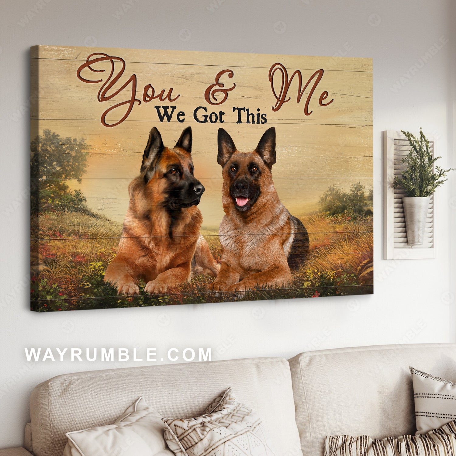 German shepherd dogs, Meadow land, Countryside painting, You and me, We got this - Dog Landscape Canvas Prints, Wall Art