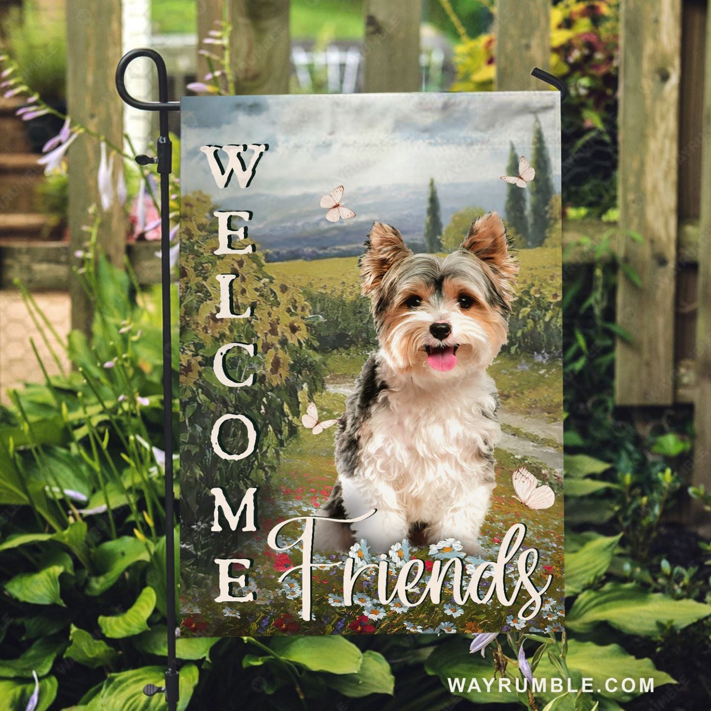 Little Yorkshire Terrier, Pretty forest, Daisy garden, Welcome friends - Yorkshire Terrier Flag