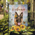 German shepherd drawing, Colorful butterfly, Sunflower, Welcome - German shepherd Flag