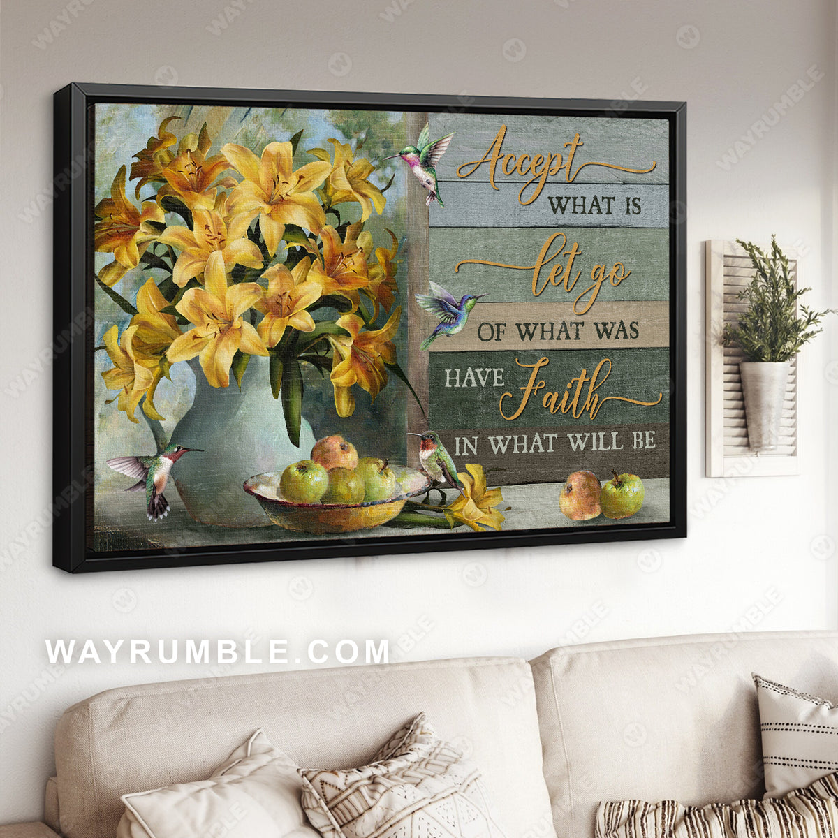 Easter lily, Flower vase, Hummingbirds, Have faith in what will be - Jesus Landscape Canvas Prints, Christian Wall Art