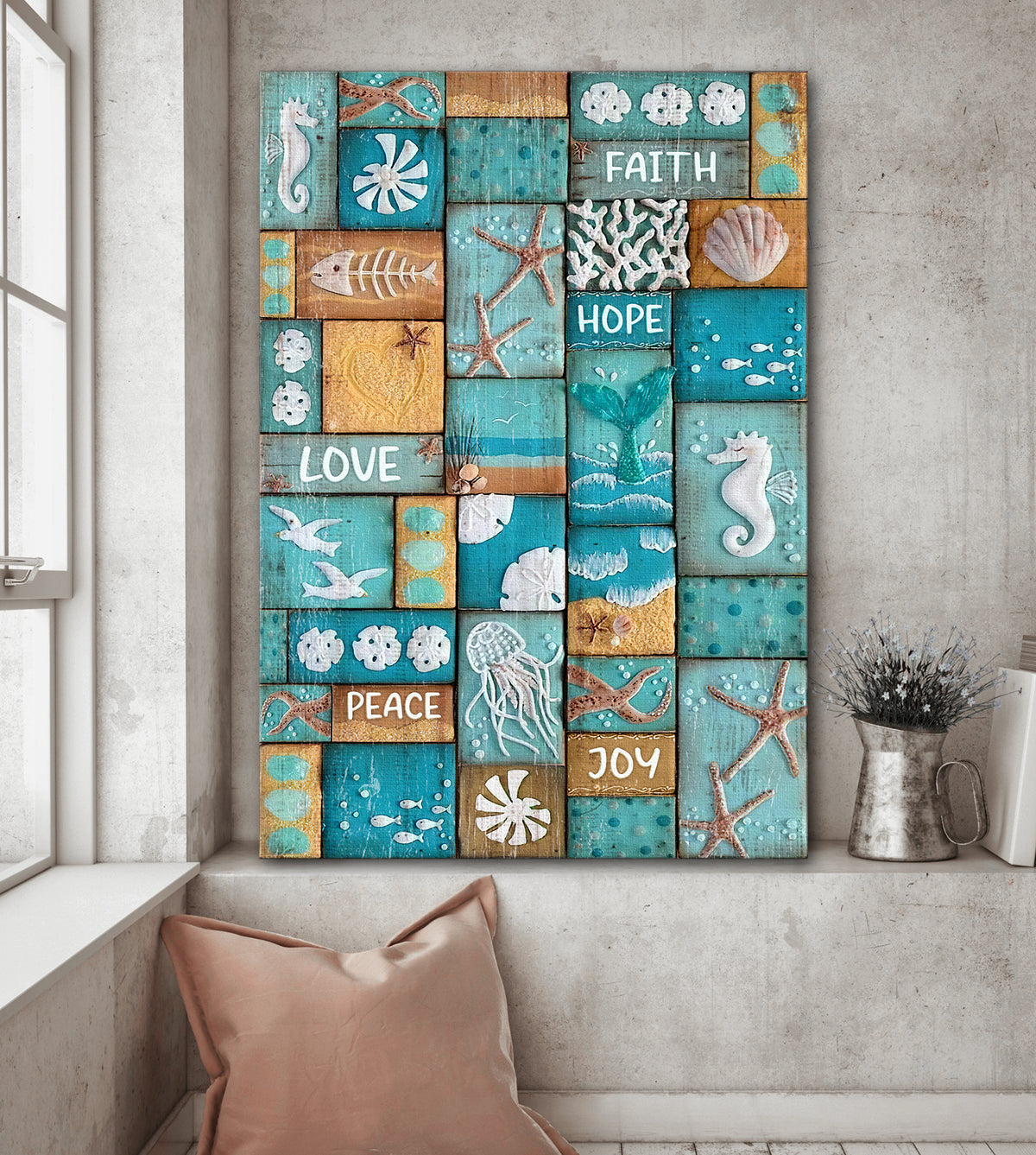 Marine, Jigsaw Puzzle, Faith, hope, love, peace - Jesus Portrait Canvas Prints, Wall Art