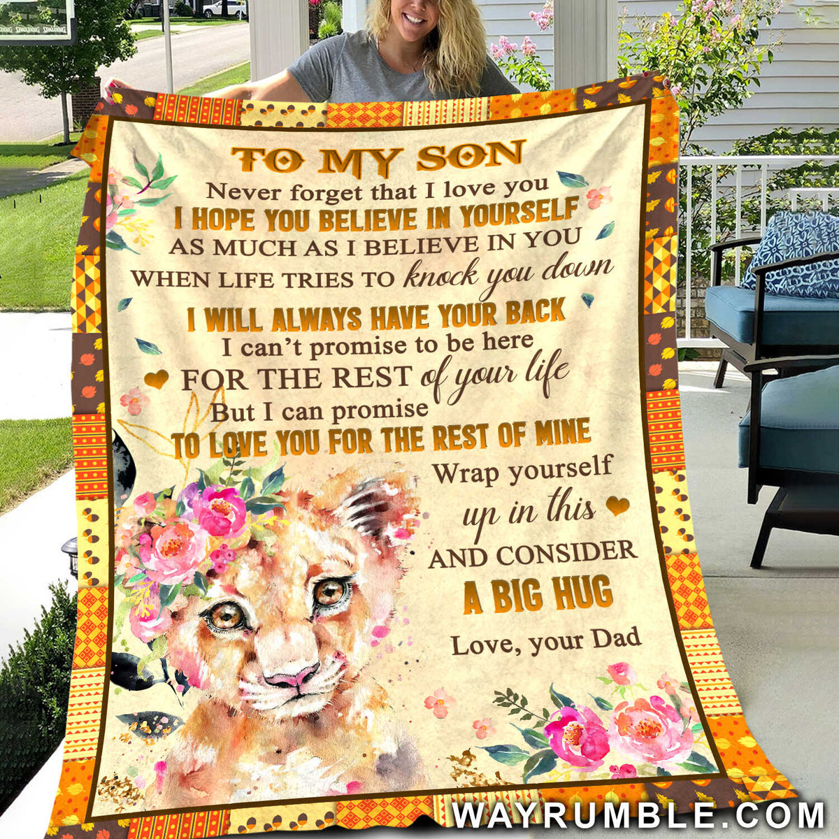 Dad to son, Lion cub, I promise to love you for the rest of my life - Family Blanket