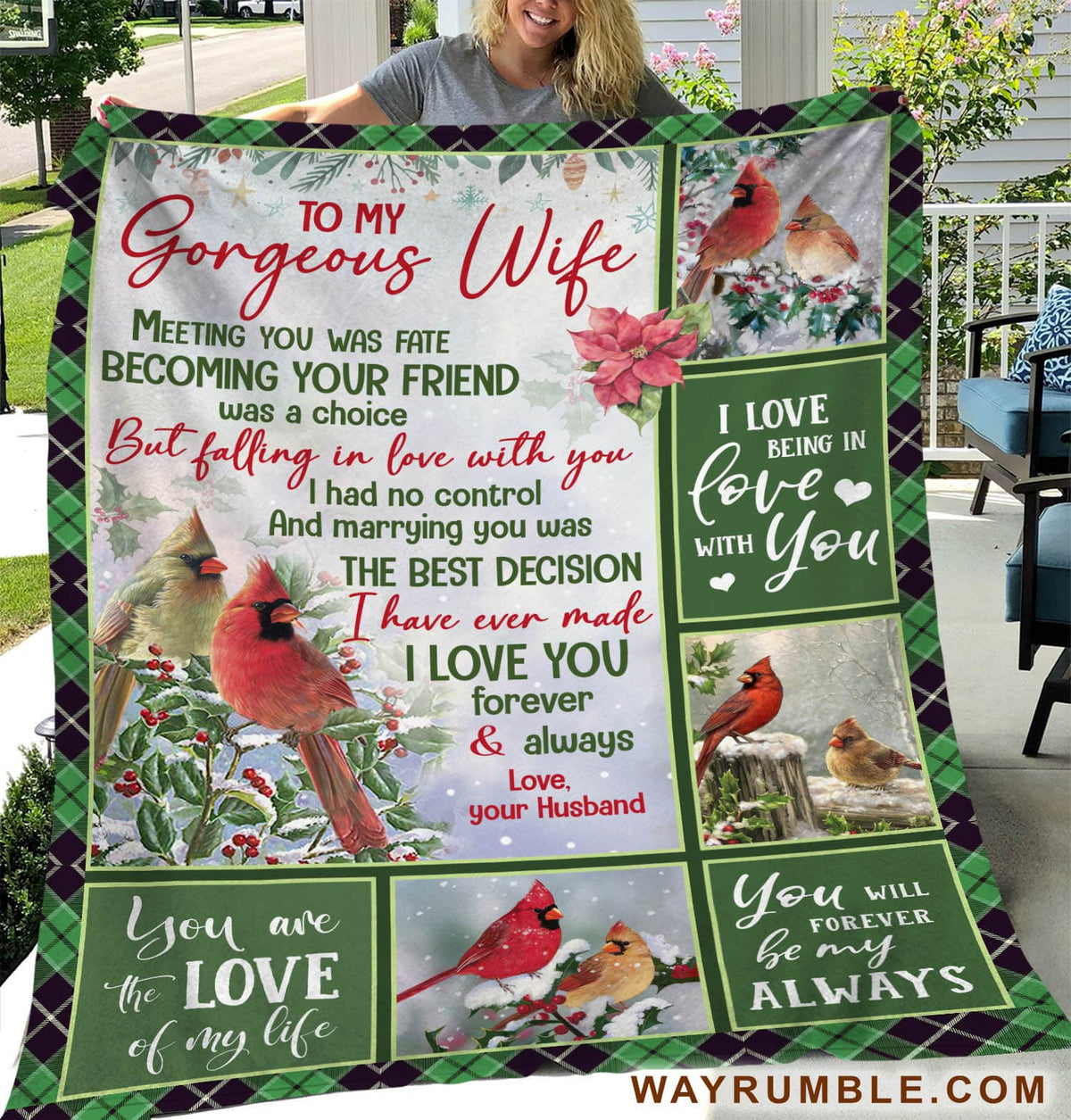 To my wife, Cardinal, Marrying you was the best decision I have ever made - Winter theme, Couple Blanket