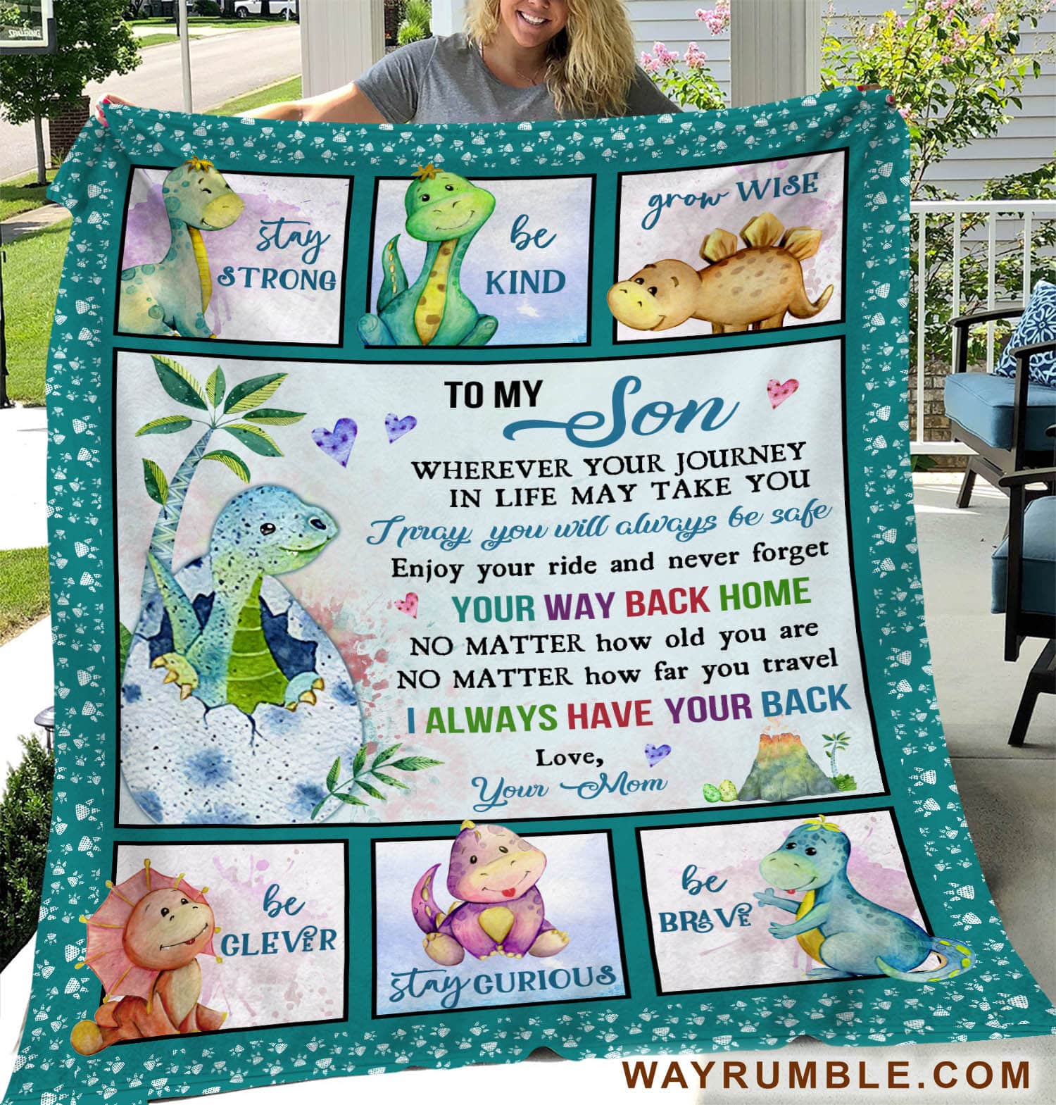 Mom to son, Baby Dinosaur, Enjoy your ride and never forget your way back home - Family Blanket