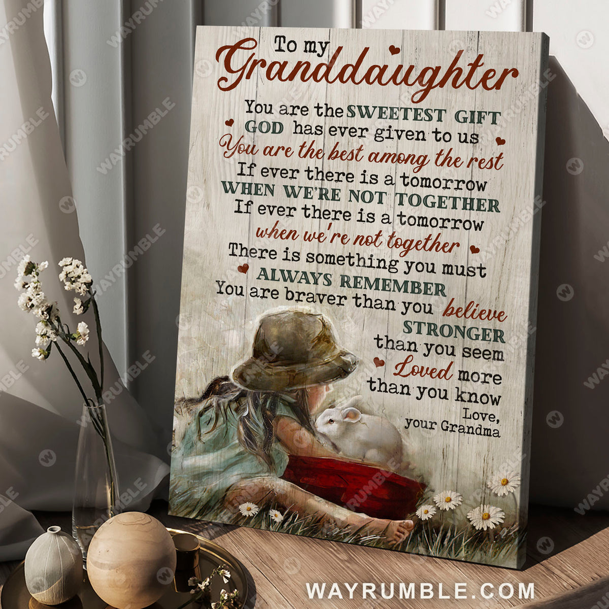 Grandma to granddaughter, Little girl, Cute rabbit, You are the sweetest gift - Family Portrait Canvas Prints, Wall Art