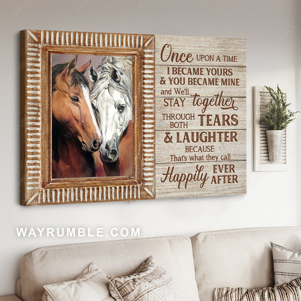 Beautiful horse, Brown window, Once upon a time - Family Landscape Canvas Prints, Wall Art