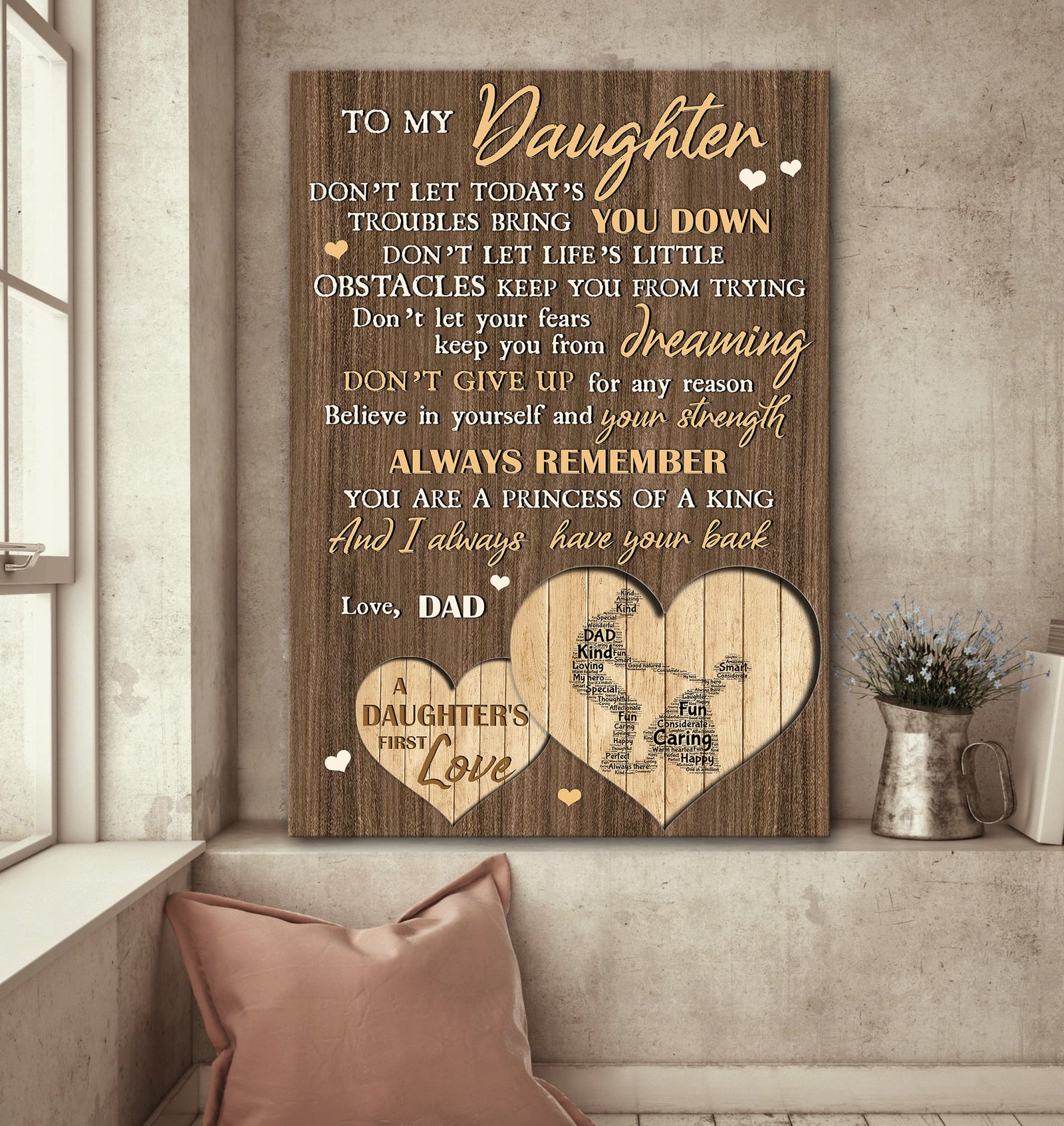 Dad to daughter, Don't let your fears keep you from dreaming - Family Portrait Canvas Prints, Wall Art