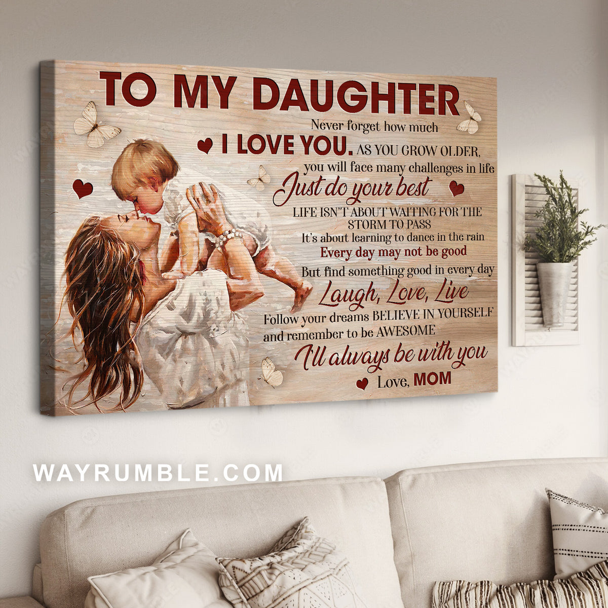 Mom to daughter, Sweet painting, Gift for daughter, I&#39;ll always be with you - Family Landscape Canvas Prints, Wall Art
