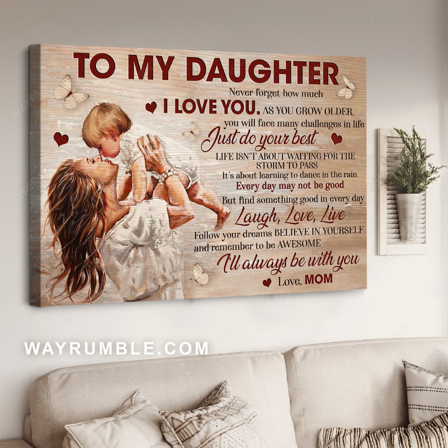 Mom to daughter, Sweet painting, Gift for daughter, I'll always be with you - Family Landscape Canvas Prints, Wall Art