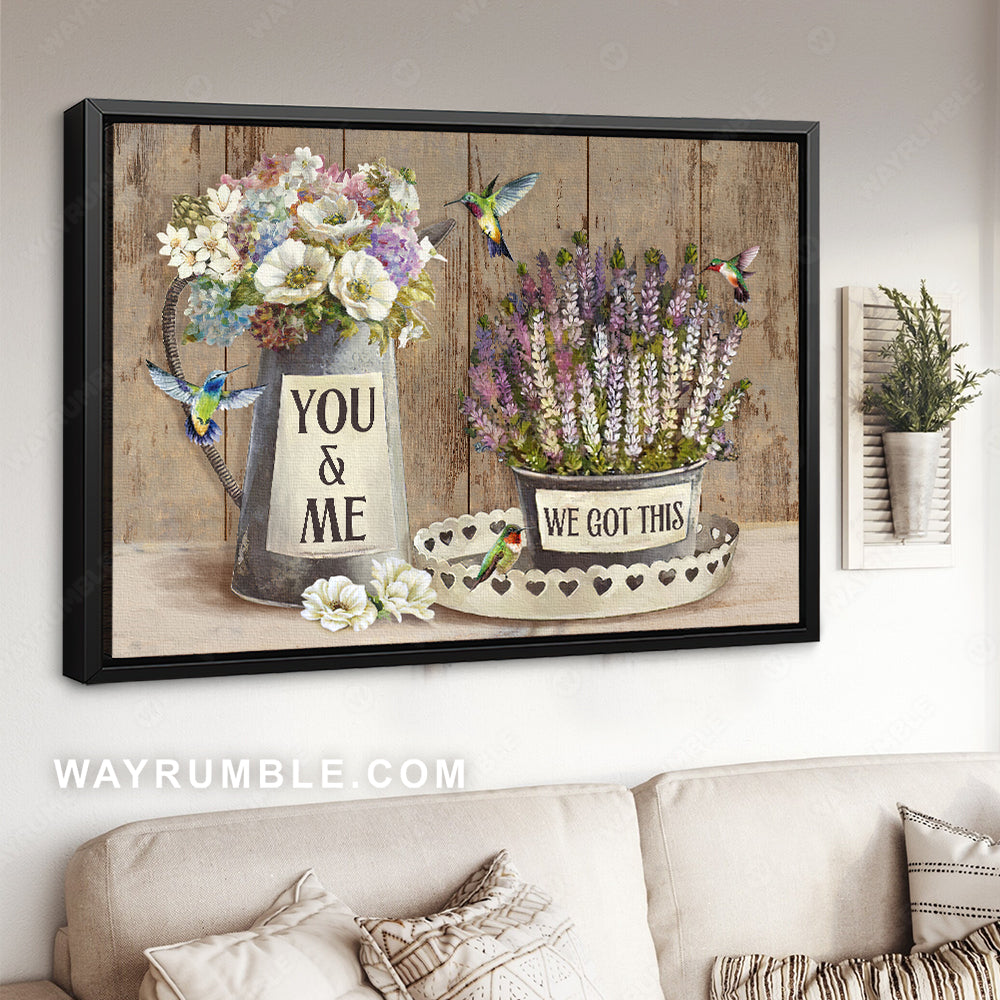 Lavender vase, Beautiful flower, Hummingbird, You and me, We got this - Family Landscape Canvas Prints, Wall Art