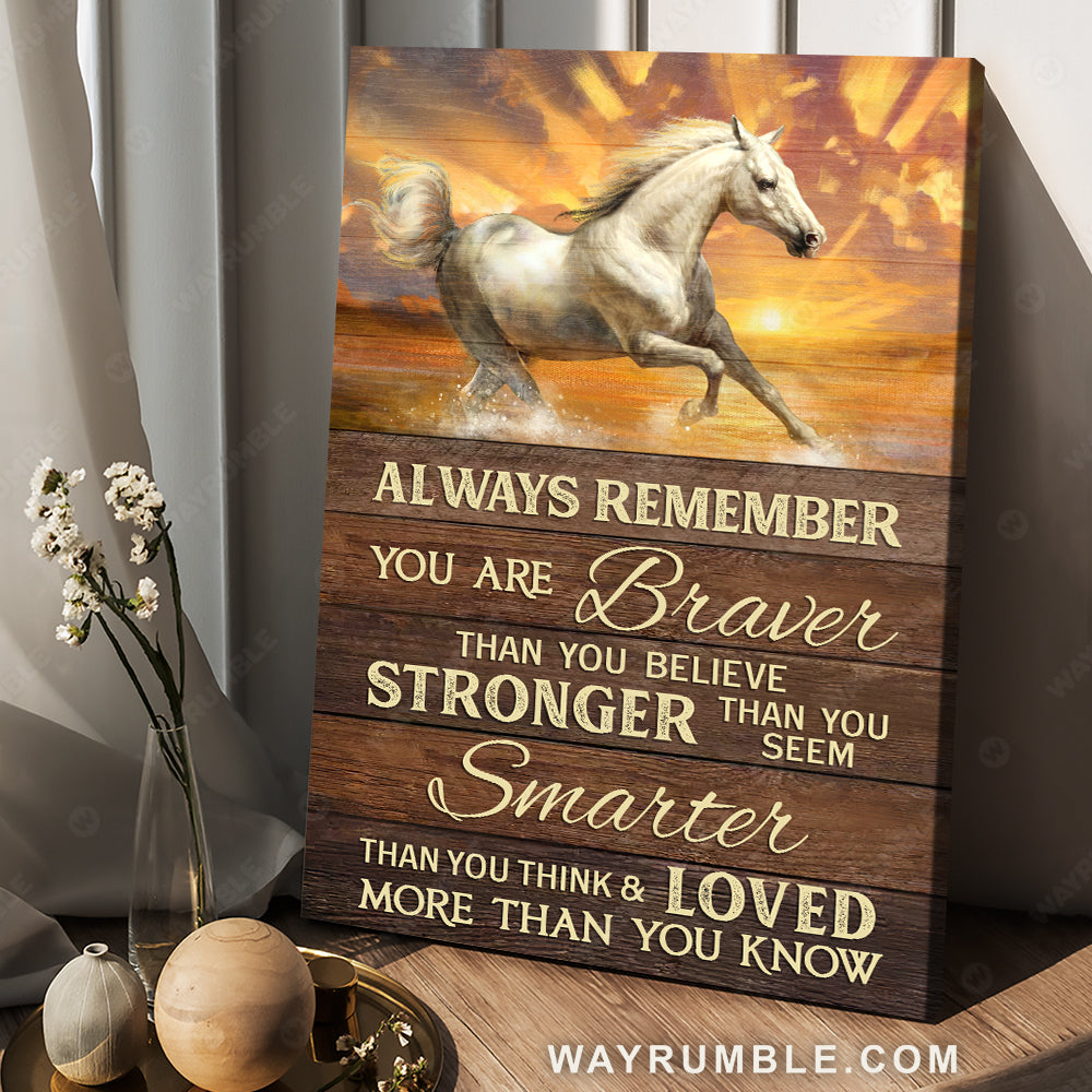 Amazing horse, Brilliant sunset, You are braver than you believe - Family Portrait Canvas Prints, Wall Art