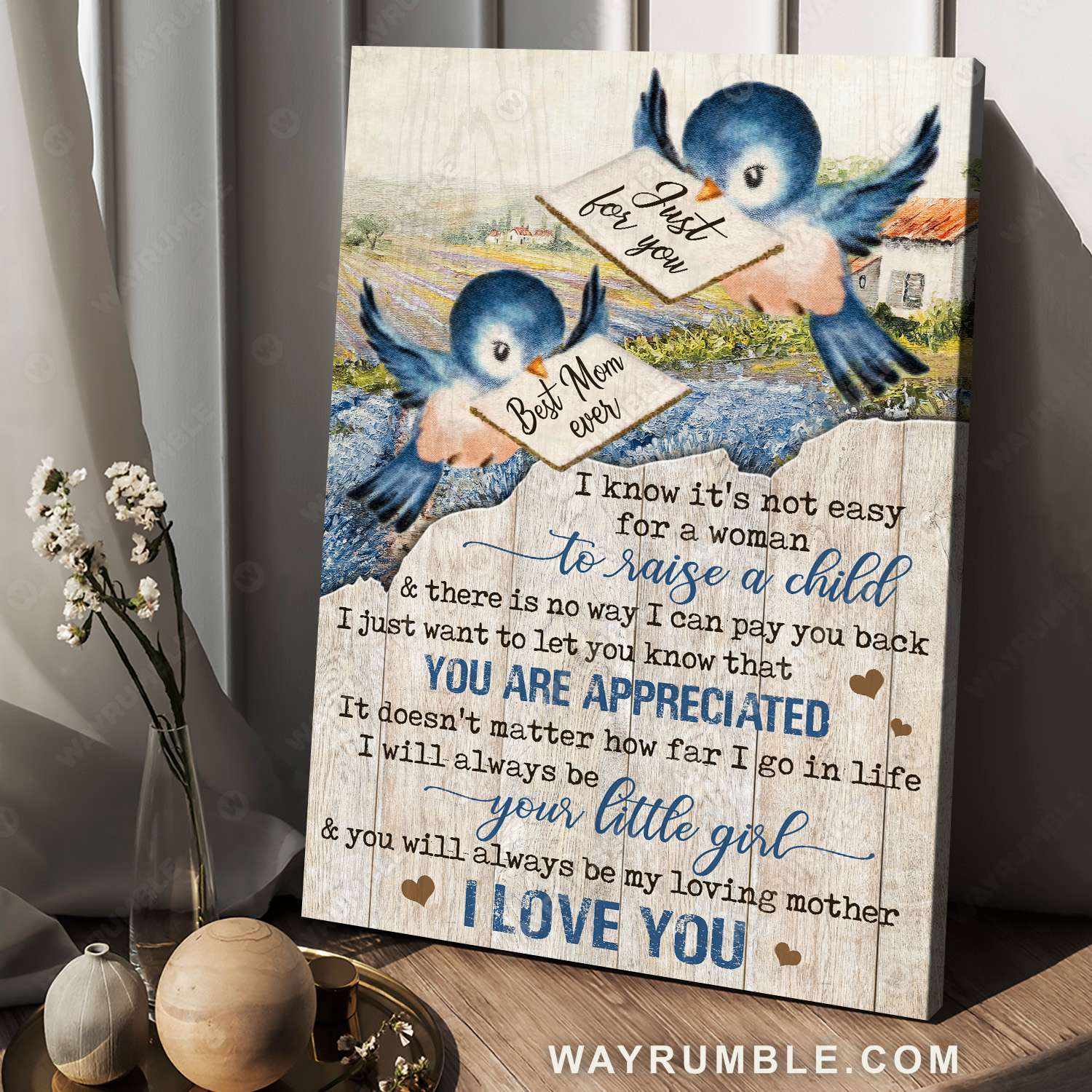 Daughter to mom, Blue bird, Gift for mom, I will always be you little girl - Family Portrait Canvas Prints, Wall Art