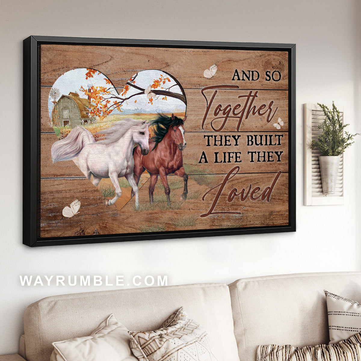 Dream horse, Autumn forest, Heart shape, And so together they built a life they loved - Family Landscape Canvas Prints, Wall Art