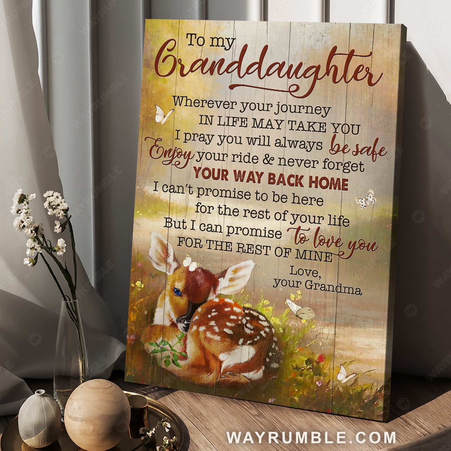 Grandma to granddaughter, Cute deer, Beautiful forest, Never forget your way back home - Family Portrait Canvas Prints, Wall Art