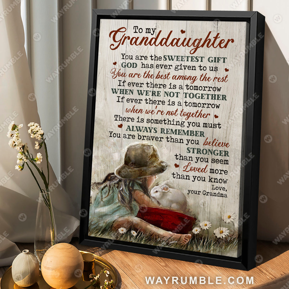 Grandma to granddaughter, Little girl, Cute rabbit, You are the sweetest gift - Family Portrait Canvas Prints, Wall Art