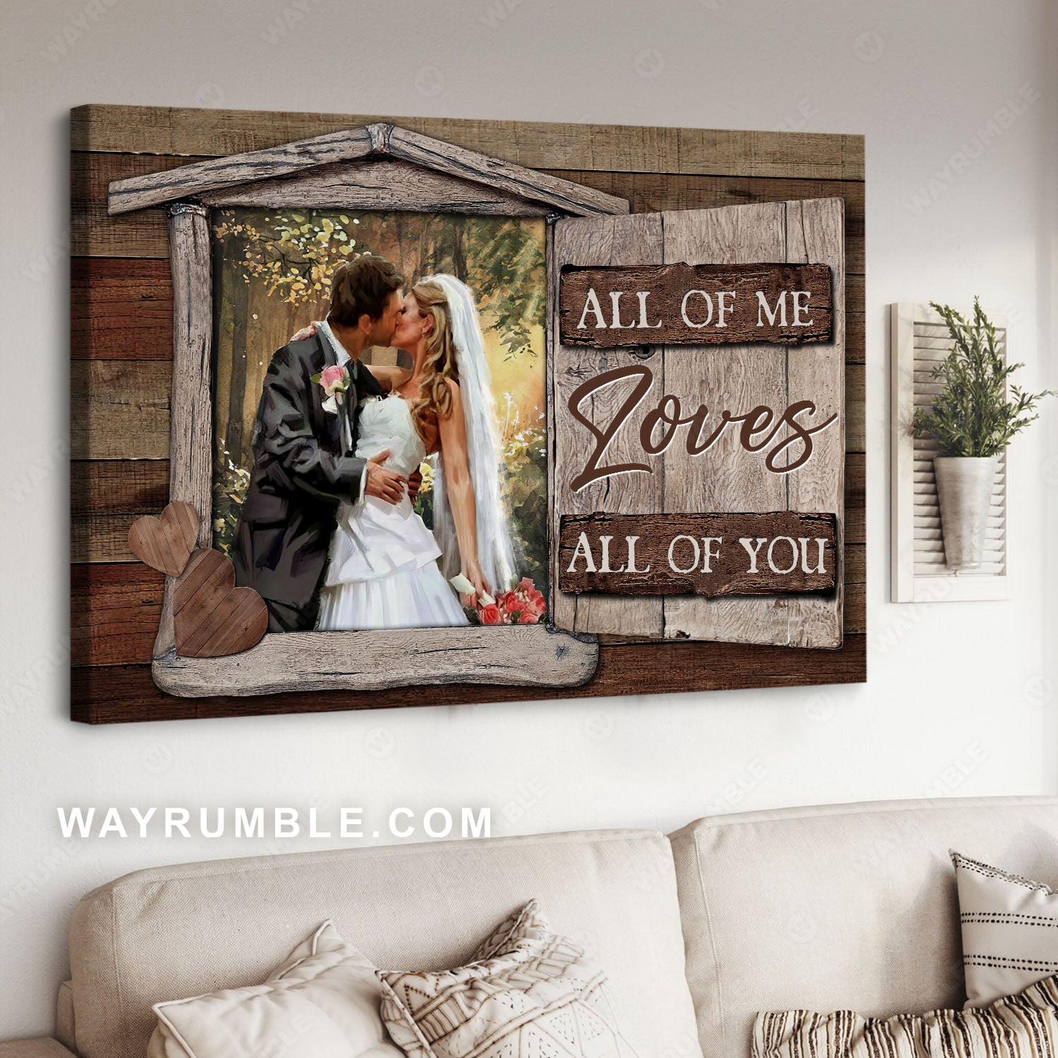 Our wedding day, Sweet kiss, All of me loves all of you - Family Landscape Canvas Prints, Wall Art