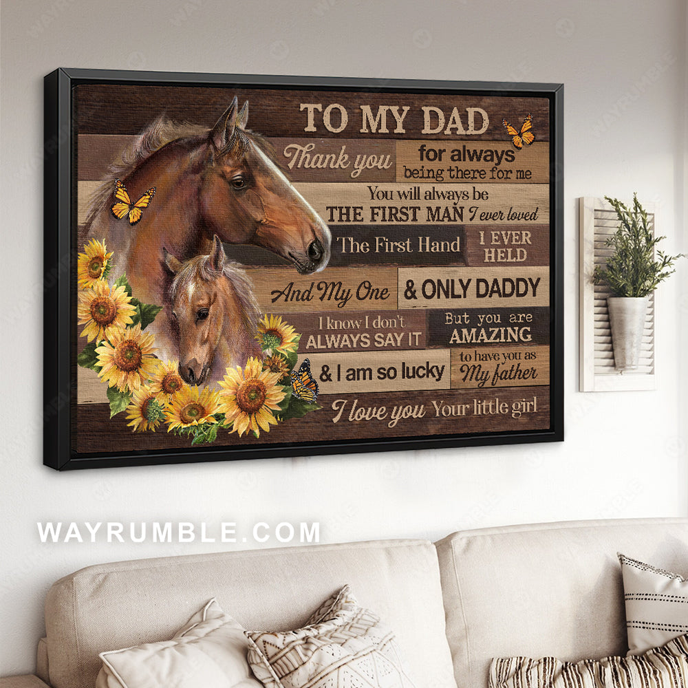 Daughter to dad, Quarter horse, Sunflower wreath, Thank you for always being there - Family Landscape Canvas Prints, Wall Art
