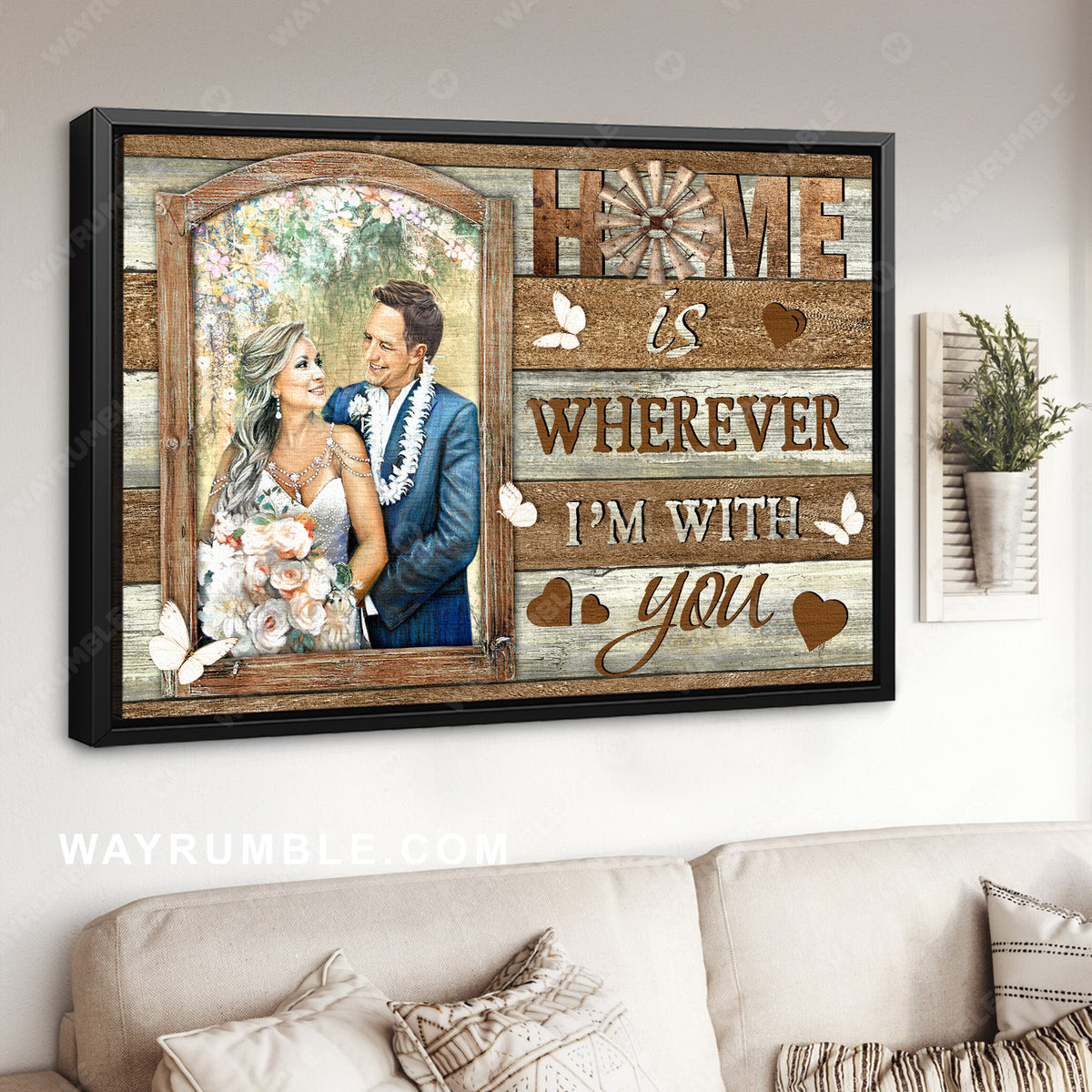 Happy wedding day, Pretty forest, Home is wherever I'm with you - Family Landscape Canvas Prints, Wall Art