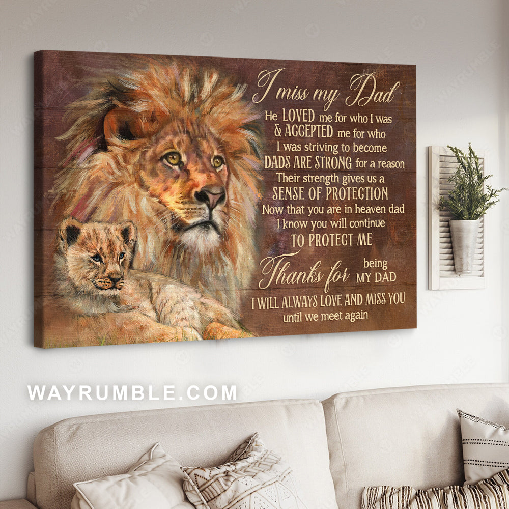 Son to dad, Watercolor lion, Gift for father, Thank for being my dad - Family Landscape Canvas Prints, Wall Art