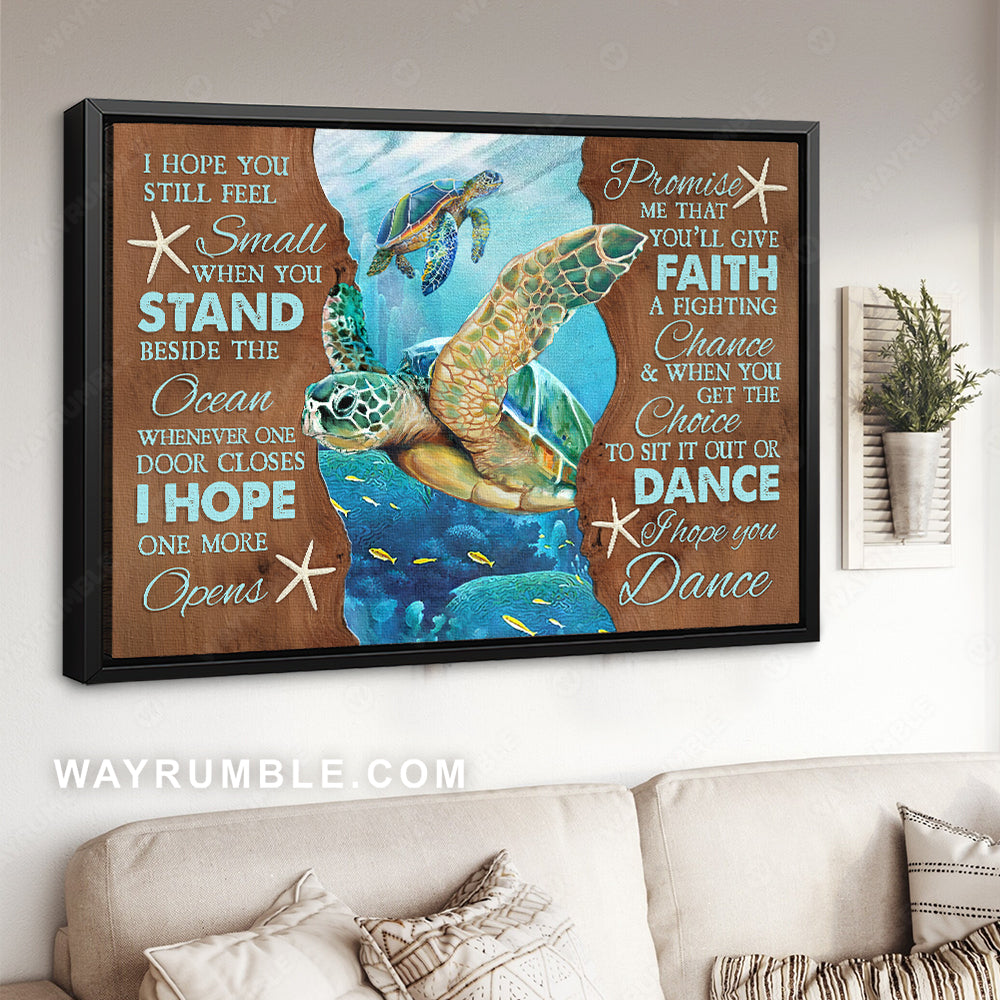 Amazing sea turtle, Ocean view, I hope you still feel small - Family Landscape Canvas Prints, Wall Art